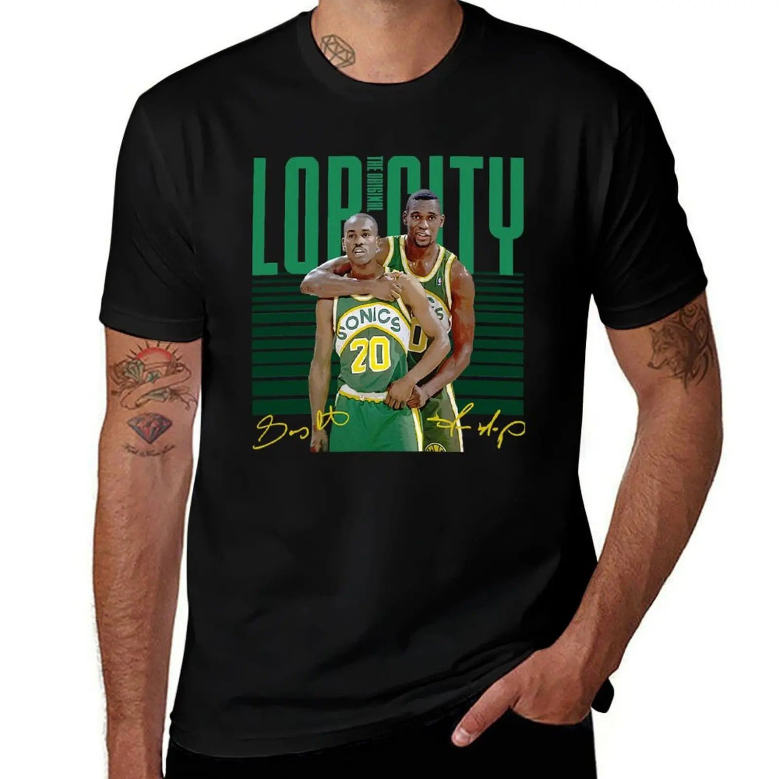 

Shawn Kemp Gary Payton Seattle Sonics T-ShirtKemp x Payton T-Shirt Festival Short Sleeve T-Shirt