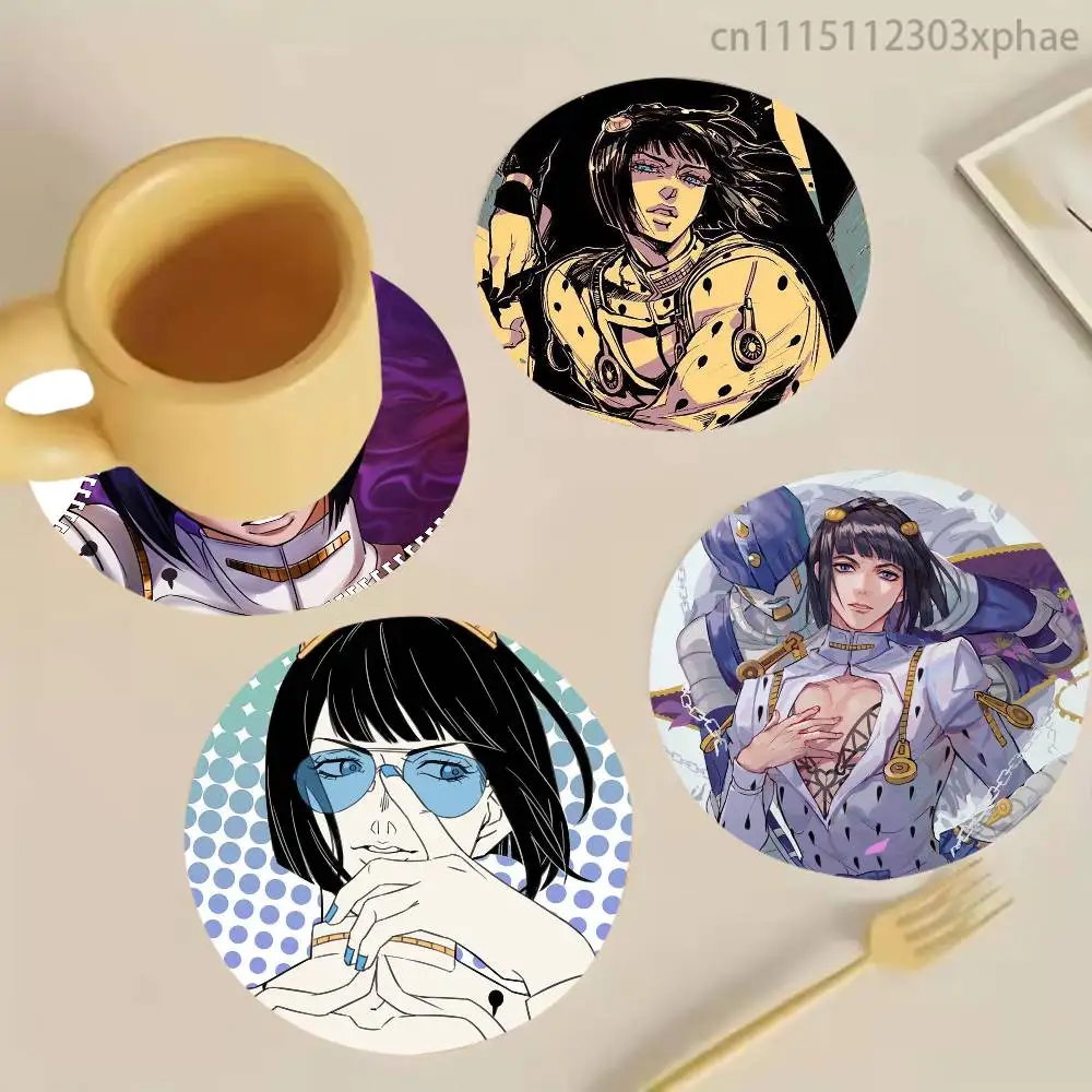 Bruno Bucciarati Jojo Sticker Finger Anti-slip Tea Coffee Cup Pad Heat-Resistant Round Bowl Teapot Mat Home Gift