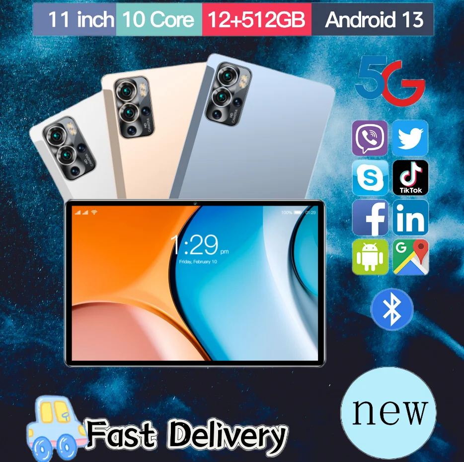 

New S22 10.1-inch Tablet 12GB+512GB 24MP+48MP Android13 Bluetooth5.0 5G GPS MTK6797 12000mAh Office Thin & Light Popular Laptops