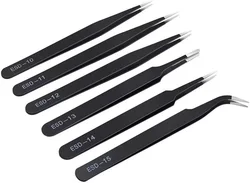 ESD Precision Anti-Static Stainless Steel Tweezers Stainless Steel Maintenance Repair Tool Anti Static Model Making Hand Tools