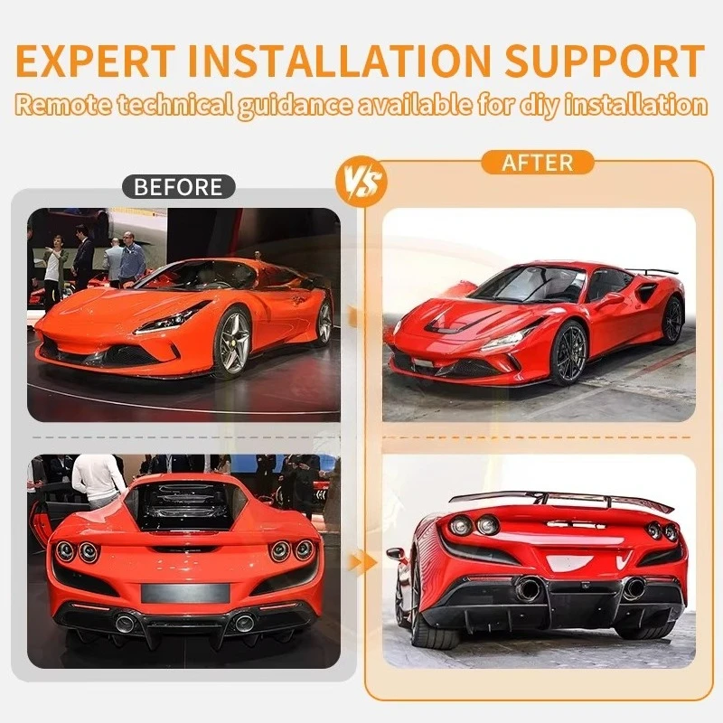Style Dry Carbon Fiber Car Body Kit for F8 Front Wrap Angle Side Skirts Fender Vents Rear Wing Car Modified Parts