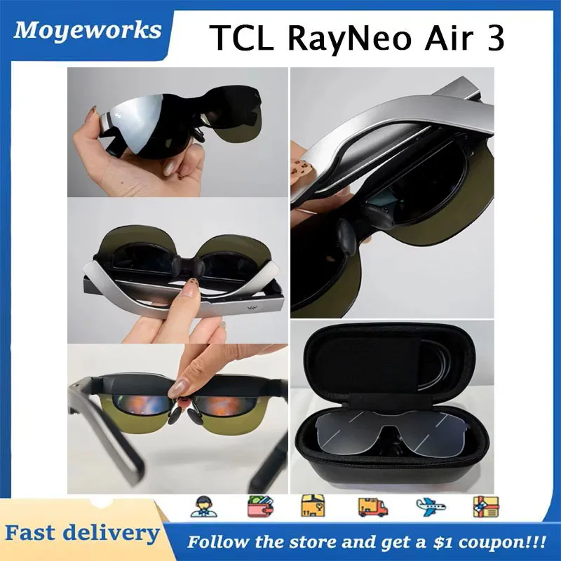 Óculos TCL RayNeo Air 3 AR 2024 120Hz 100 polegadas IMAX Theatre View SeeYA Micro OLED 5a geração Tela de 0,6 '' Nova tecnologia