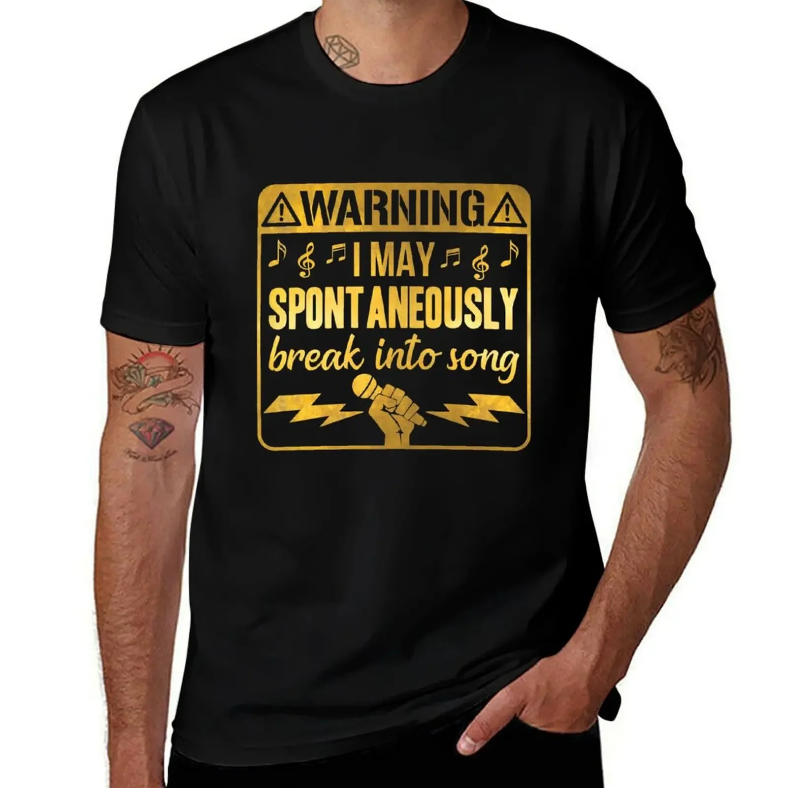 Warning May Spontaneously Break Into Song Singing T-Shirt boys animal print funny costumes men t shirts high quality