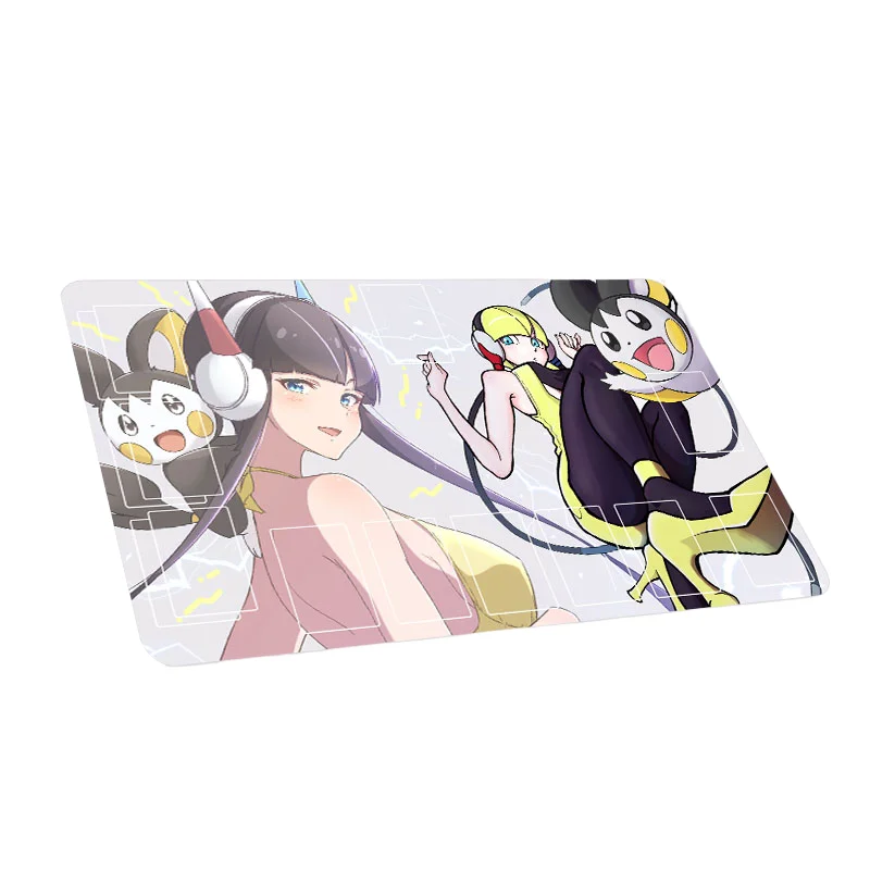 60*35*0.2cm Anime Pokemon GAME PTCG Dedicated Card Play Mat Battle Against Trainer Marnie Lillie Irida Elesa Collectibles Gifts