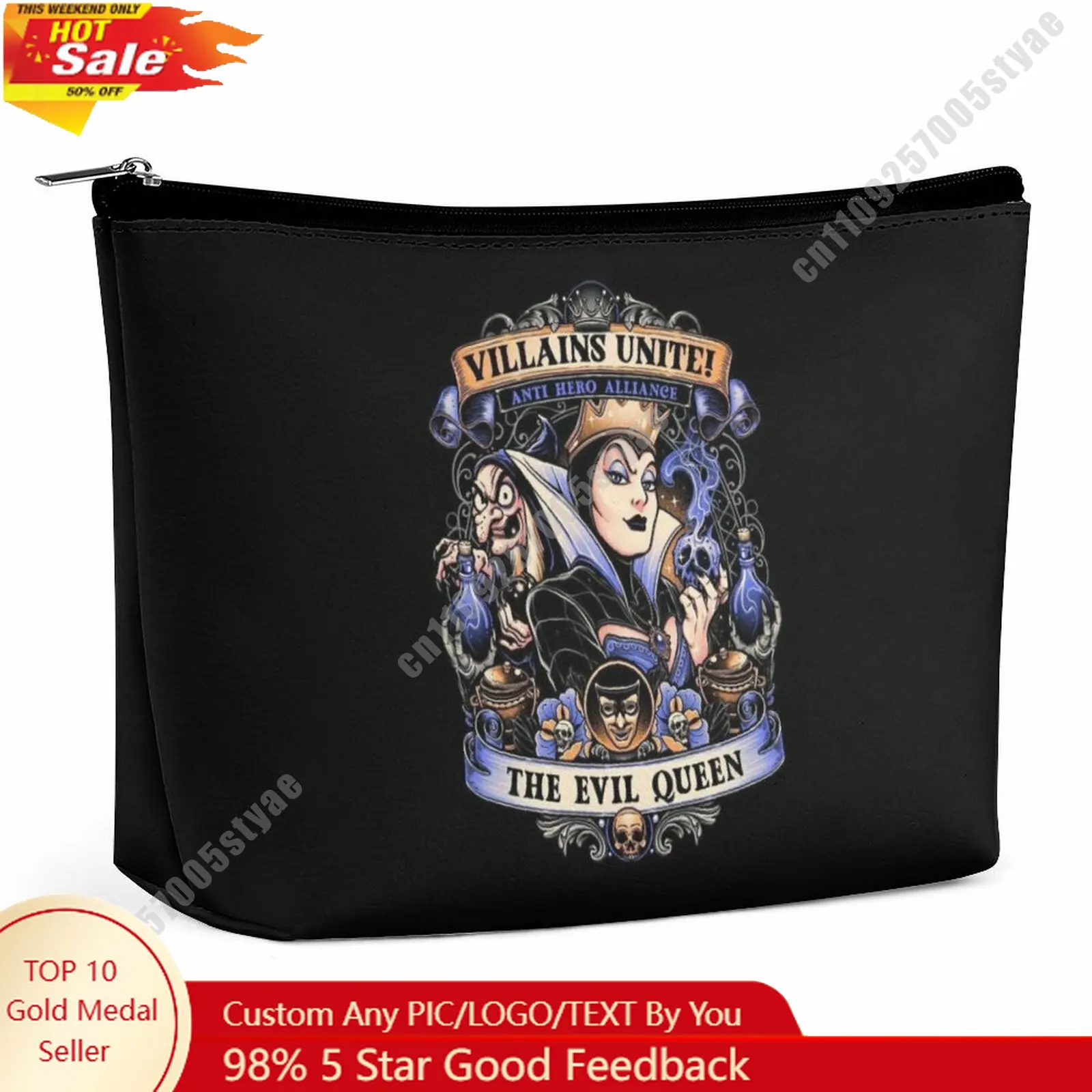 

Evil Queen Cosmetic Bag Disney Cartoon Role DIY Customized Graphic Design Personalized Creation Holiday Gift Cosmetic Storage