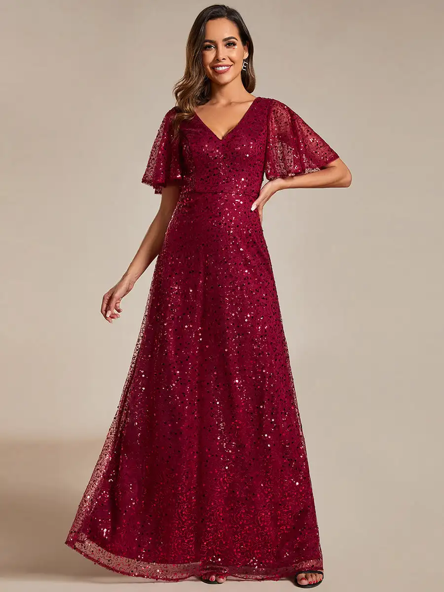 baziiingaaa-party-dress-shiny-sequin-v-neck-evening-dress-with-short-sleeves-evening-dresse