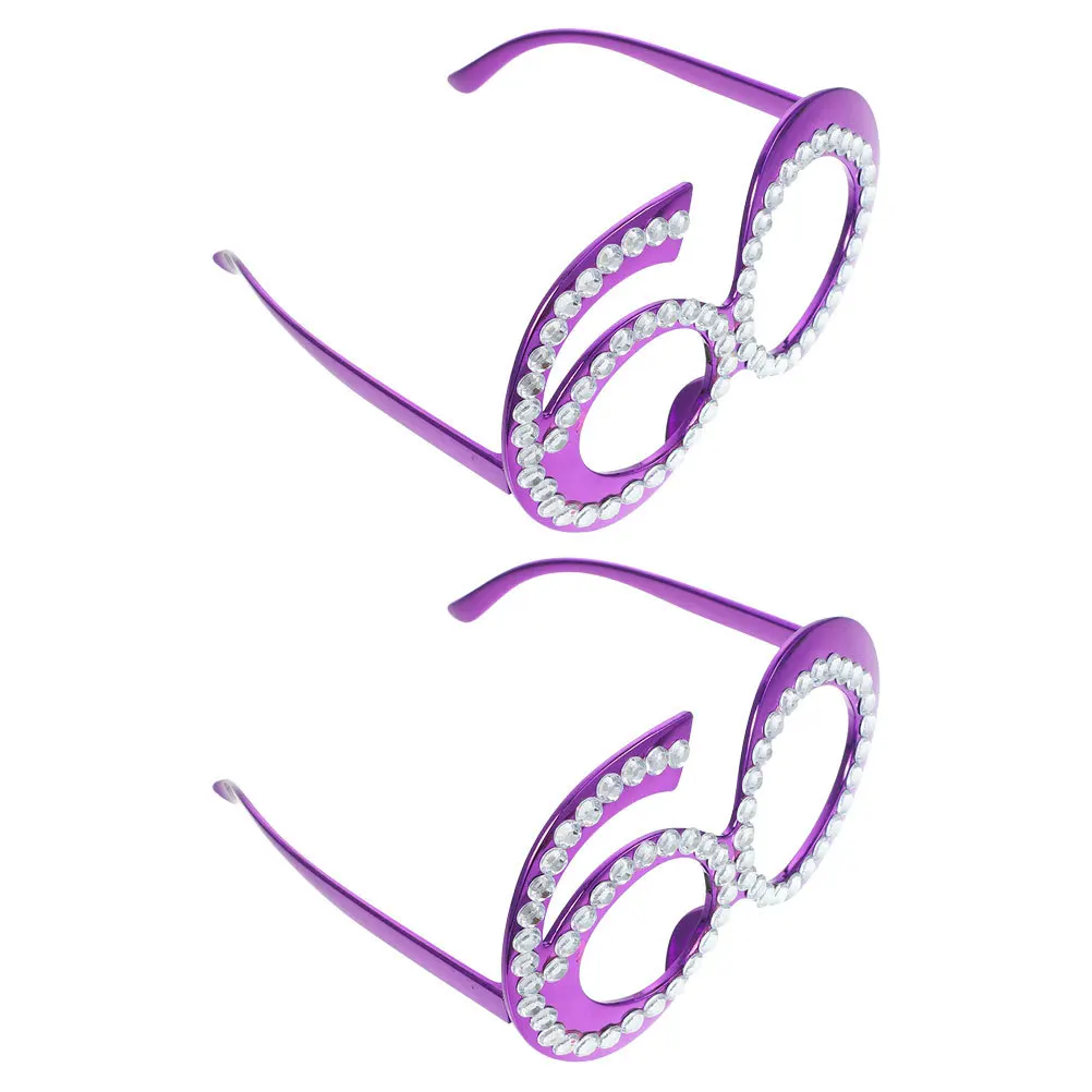

2Pcs Reusable Birthday Glasses 60th Celebration Party Favors Rhinestone Eyewear Props 60th Birthday Glasses Party Prop