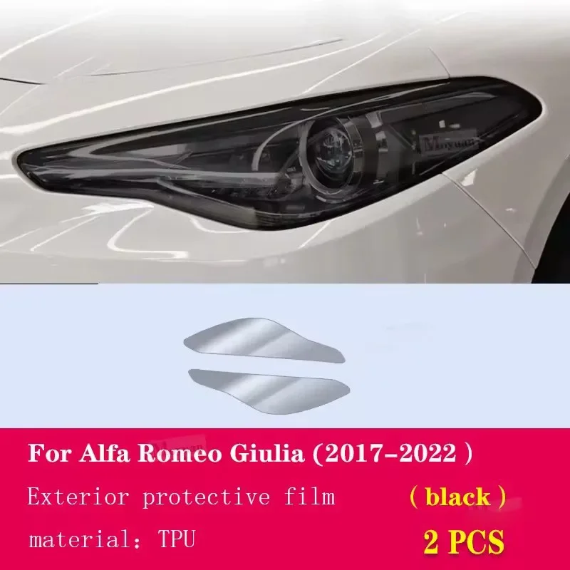 Car Headlight Protective Film Headlamp Transparent Black TPU Anti-scratch Sticker For Alfa Romeo Giulia 2017-2022 Accessorie PPF