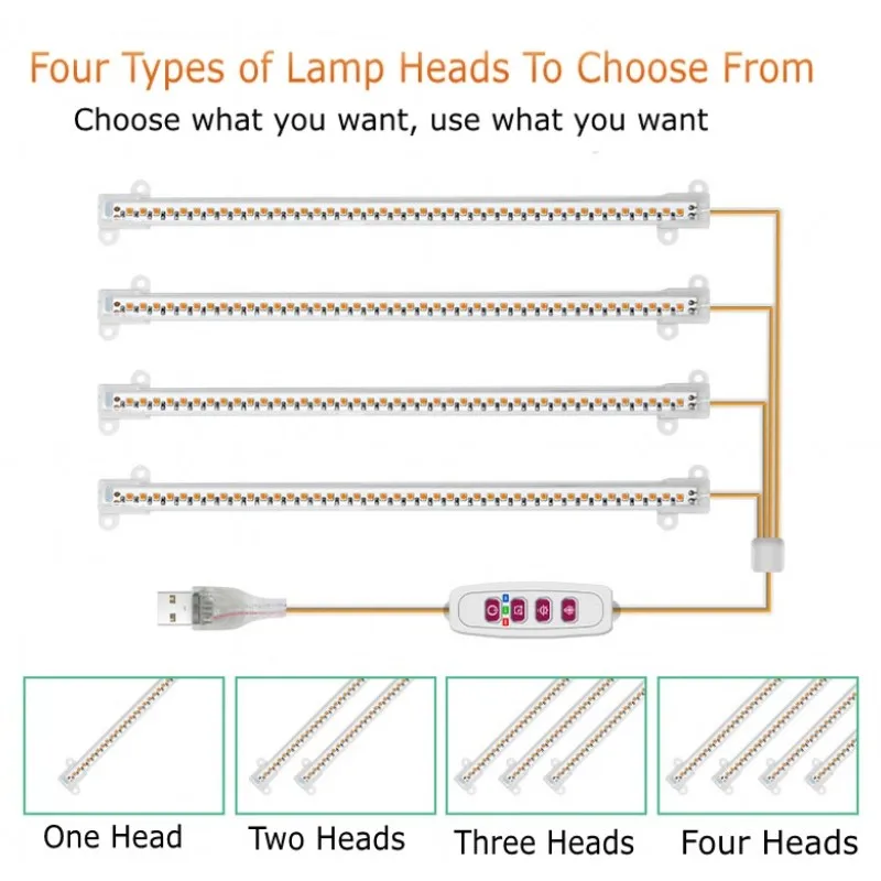 30/50cm Indoor Dimmable Led Crescer Luz Phyto Lâmpada Temporizador Com Energia Kits Hidropônicos Lâmpada De Espectro Completo Para Plantas Indoor