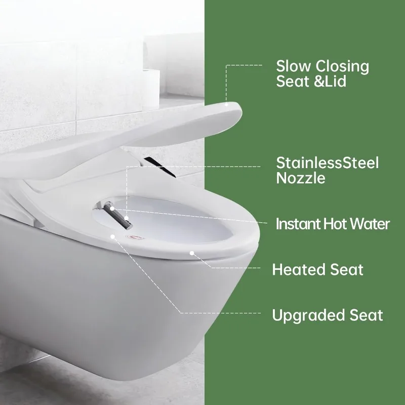 home.N21 Electric Heated Bidet Toilet Seat Elongated, Self Cleaning Nozzle, Tankless, Smart Touch Panel & Temperature Control