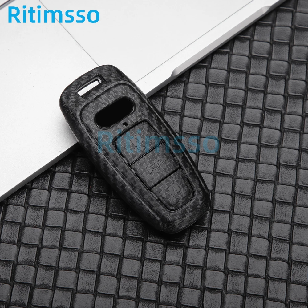ABS Carbon Fiber Car Key Case Cover For Audi A3 A4 B9 A6 C8 A7 S7 4K A8 D5 S8 Q7 Q8 SQ8 E-tron 2018 2019 2020 2021 Accessories