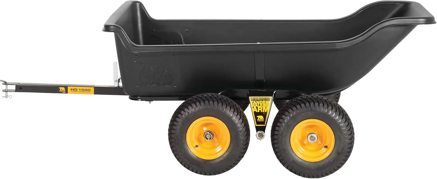 Trailer 8262 Heavy Duty Tandem Axle Cubic Foot ATV Lawn Mower Trailer TA1500 and Wide Track Rubber Wheels Hauling