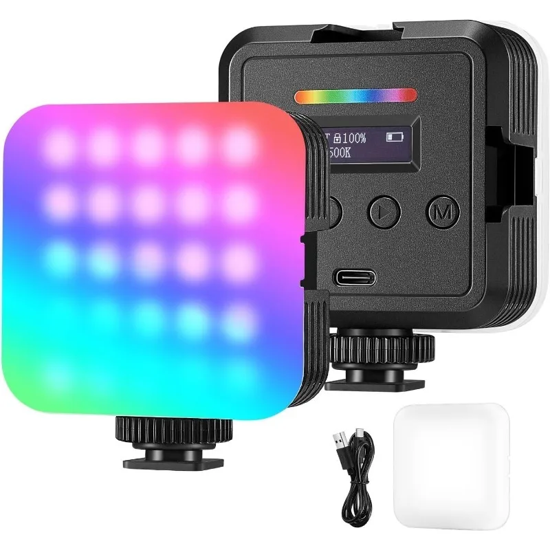 

NEEWER Magnetic RGB Camera Light, 360° Full Color RGB61 Small LED Panel Video Light with 3 Cold Shoe Mounts/CRI 97+/20 Scene Mod
