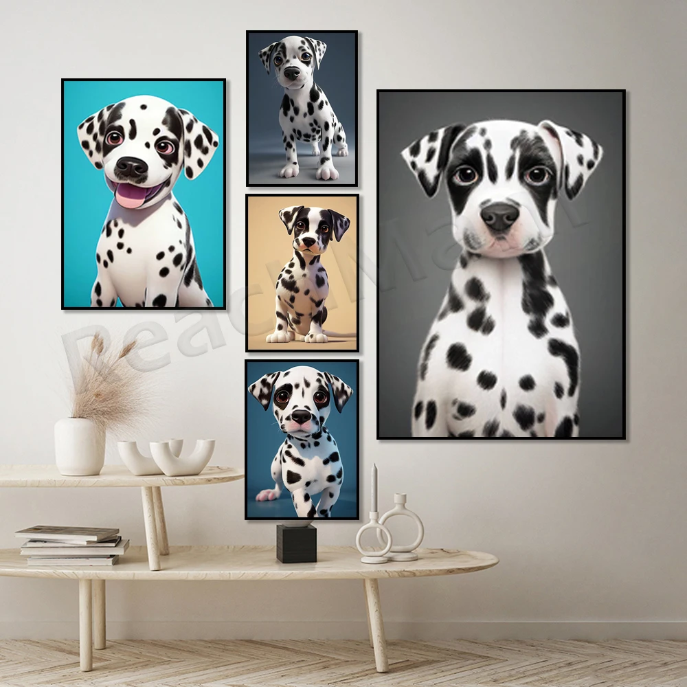 Human Friends Cute Animal Dalmatians Portrait Poster Canvas Painting Art Nordic Poster Printing Mural Living Room Decor
