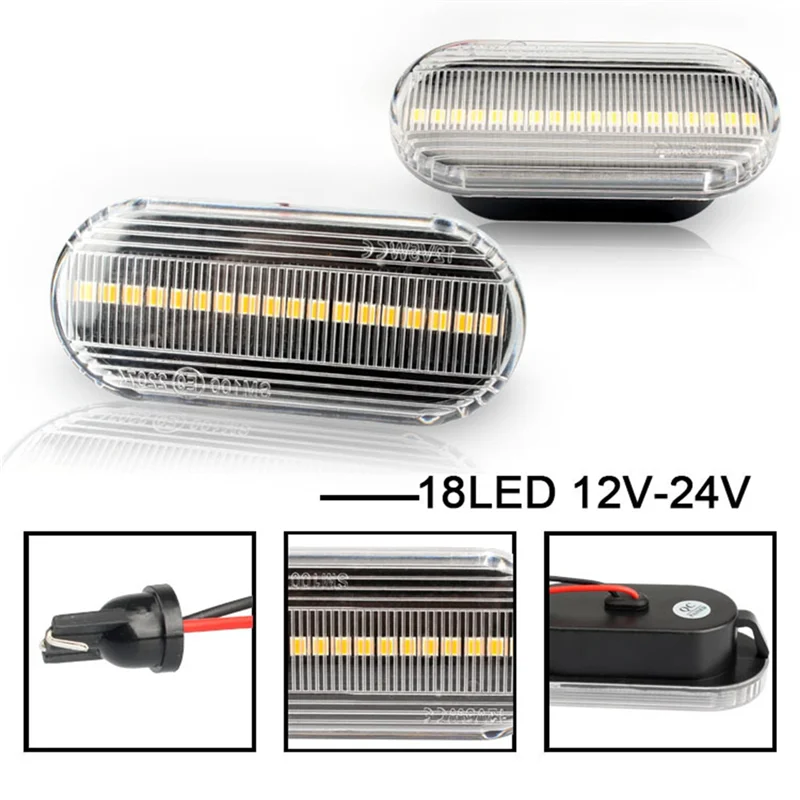 VW 파사트 골프 폴로 포드용 펜더 사이드 방향 지시등, 12V LED 스트리밍 사이드 라이트, 14805294 4M5A13K309AA, 화이트 쉘