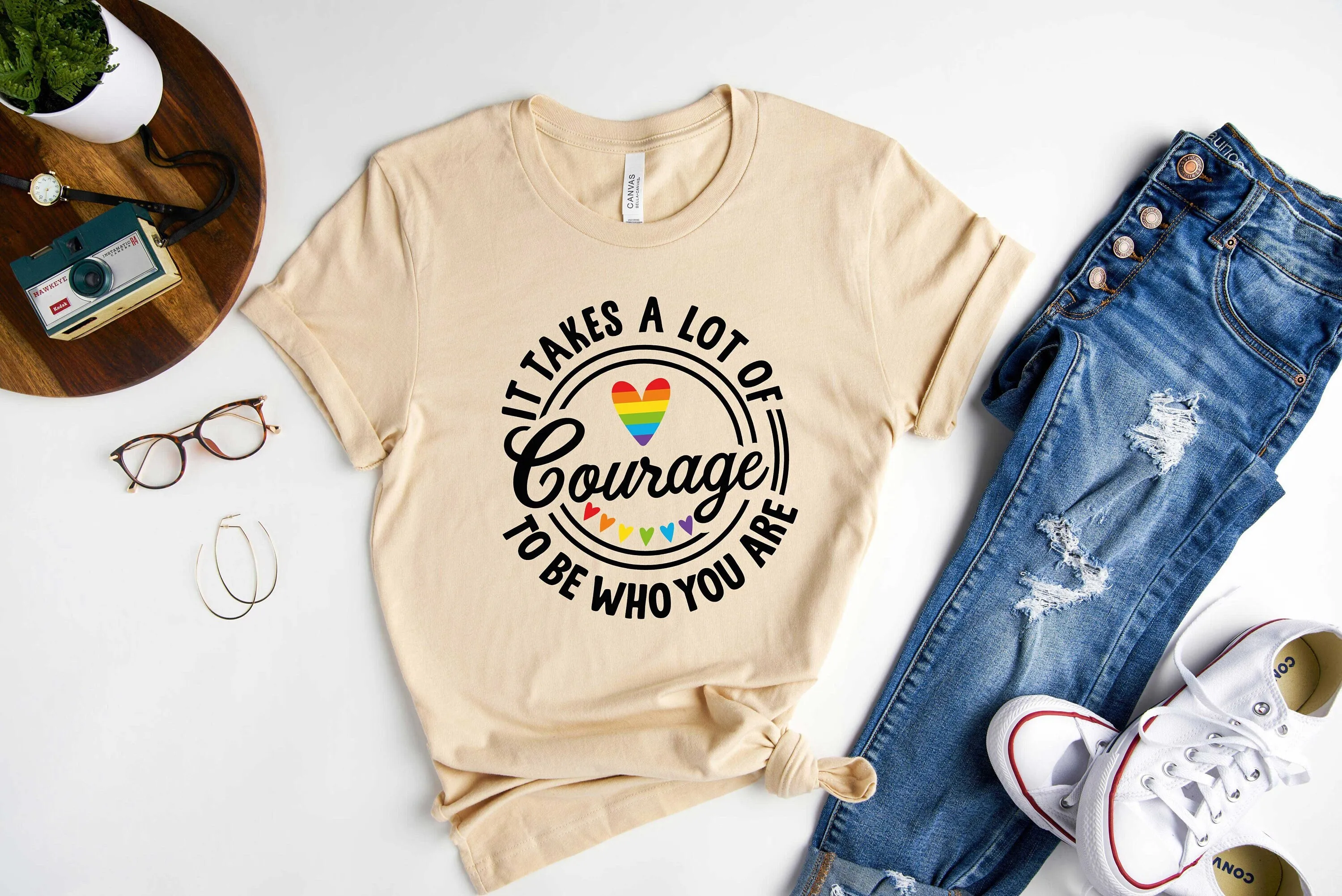 It Takes A Lot Of Courage To Be Who You Are SweaT T Shirt Pride Rainbow LGBTQ Human Rights Equality