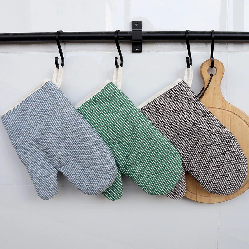 

1Pc 19x26cm Vintage Striped Cotton Baking Tool Insulation Mitt Home Kitchen Microwave Oven Glove