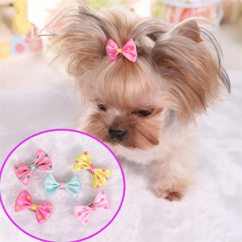 Cute Print Small Dog Hair Clips Cat Butterfly Bows Hairpins Stripe Hair Barrette Pet Puppy Grooming Supplies Hair Accessories