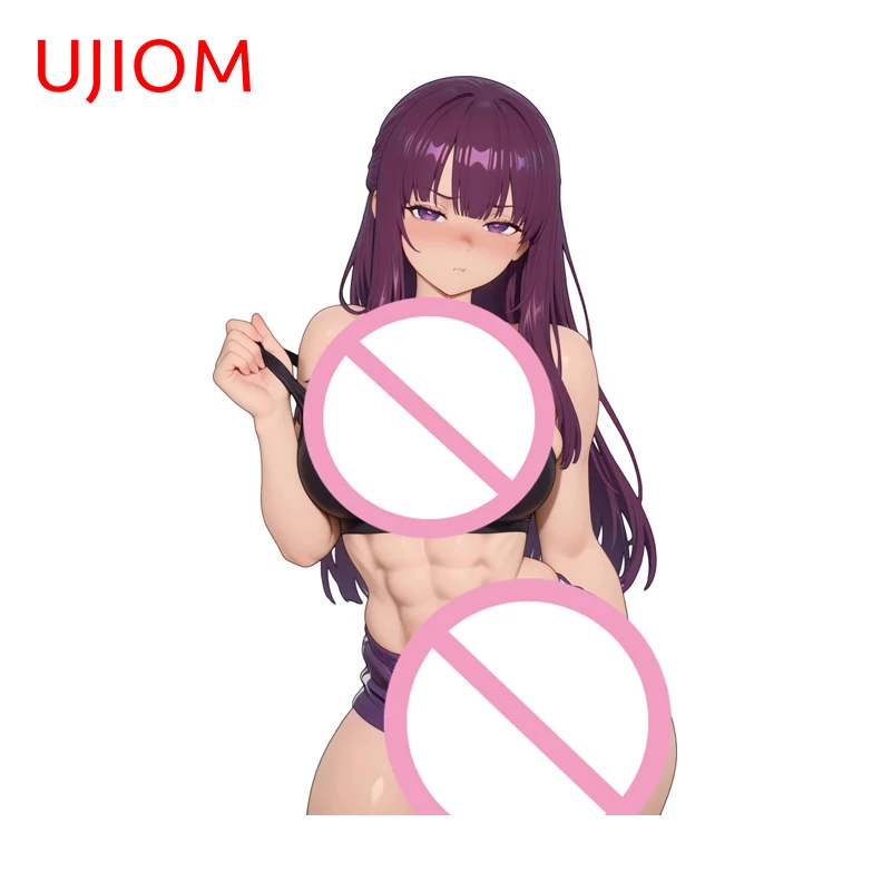 UJIOM Fern Beautiful Wall Sticker PVC Standing Posture Blushing Anime Girl Decal Waterproof Material Room Sofa Wall Mural Art