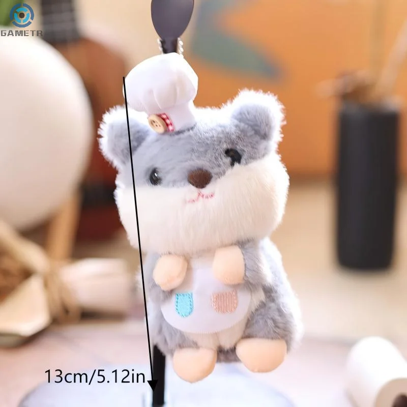 13 cm Nette Chef Hut Hamster Plüsch-schlüsselbund Maus Gefüllte Puppe Schlüsselring Cartoon Plüsch Spielzeug Rucksack Hängende Dekoration Tasche Anhänger