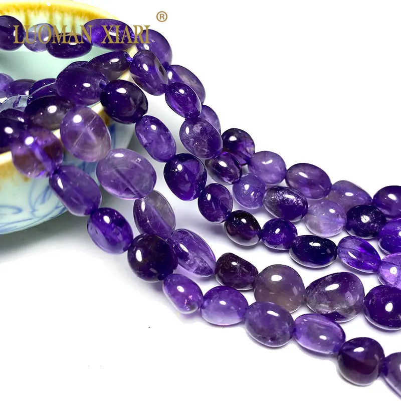 

Natural Gemstone Dark Purple Amethyst 8-10mm Irregular Stone Beads Crystal Charms Diy Women Bracelet Necklace for Jewelry Making