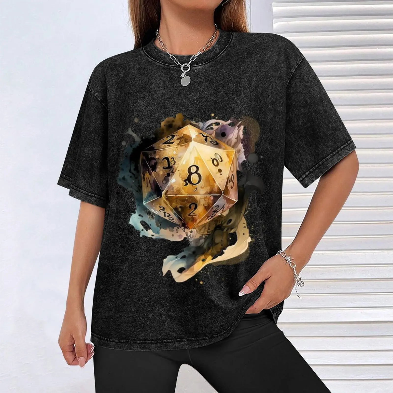 D&D d20 watercolor illustration T-Shirt Anime t-shirt shirts graphic oversize t-shirts man mens graphic t-shirts hip hop