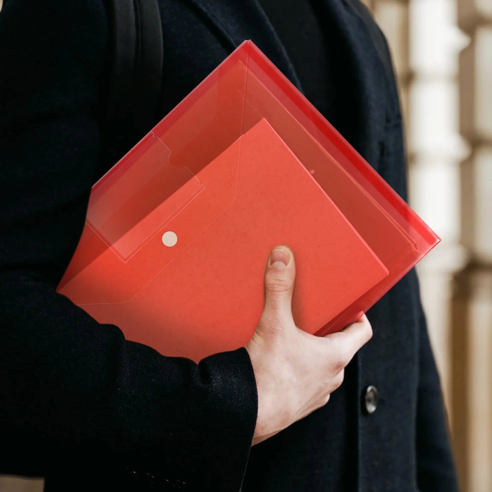 20Pcs File Envelopes Plastic File Folders Assorted Colors Button Closure Label Pockets Document Organizer Paper Holder Office