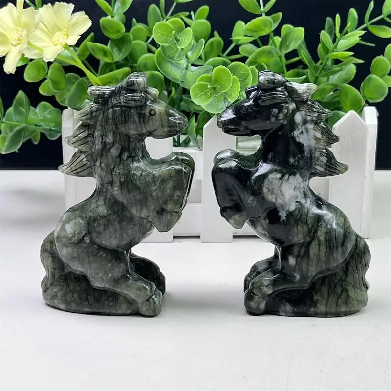 

Натуральный Офиолит, резьба по лошади, Рейки, Исцеление, фэншуй, камень, украшение для дома и офиса, праздничный подарок, 1 шт.