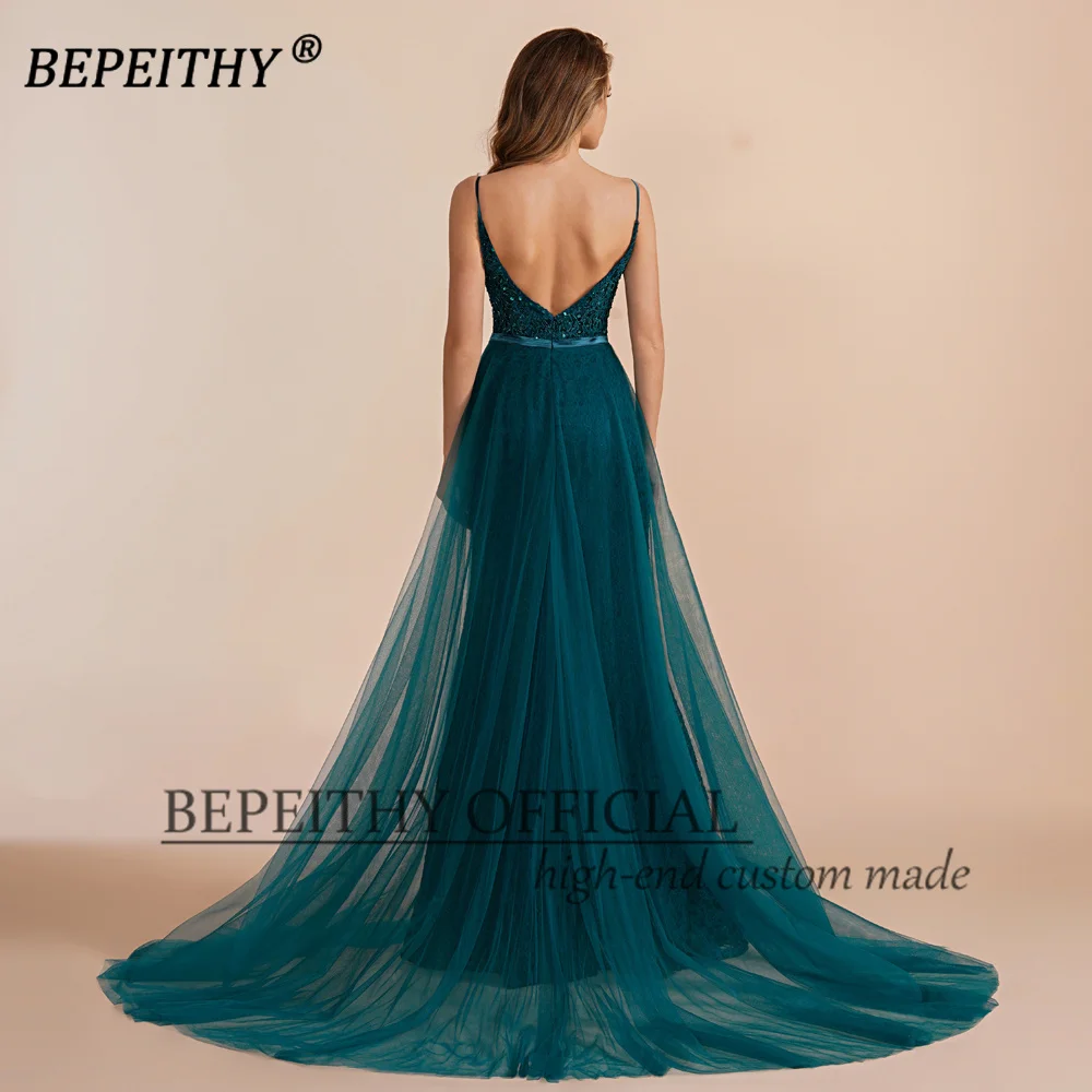 BEPEITHYCustomized Vestidos De Graduación V Neck Teal Lace Evening Formal Occassion Dress 2023 Women Mermaid Prom Party Gown New