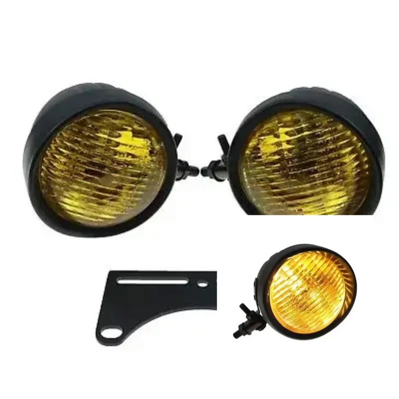 Black Bottom Mount Dual Metal Headlight For Harley Honda Triumph Custom Cruiser