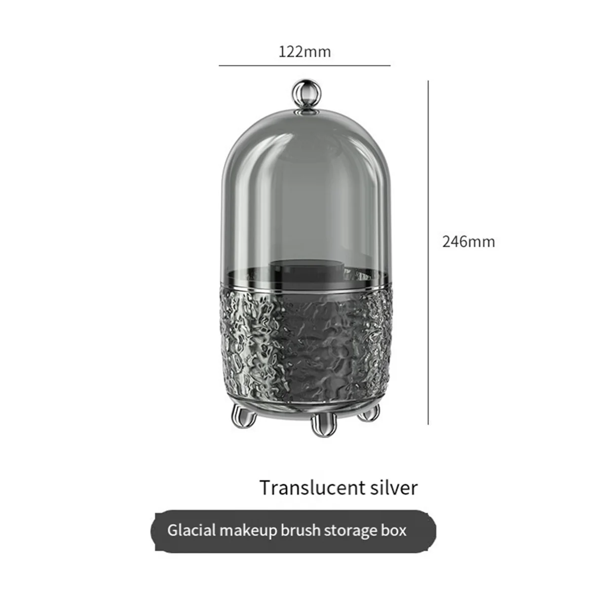 ふた付きメイクアップブラシホルダー,360度回転,透明,防塵,化粧ブラシ容器-c