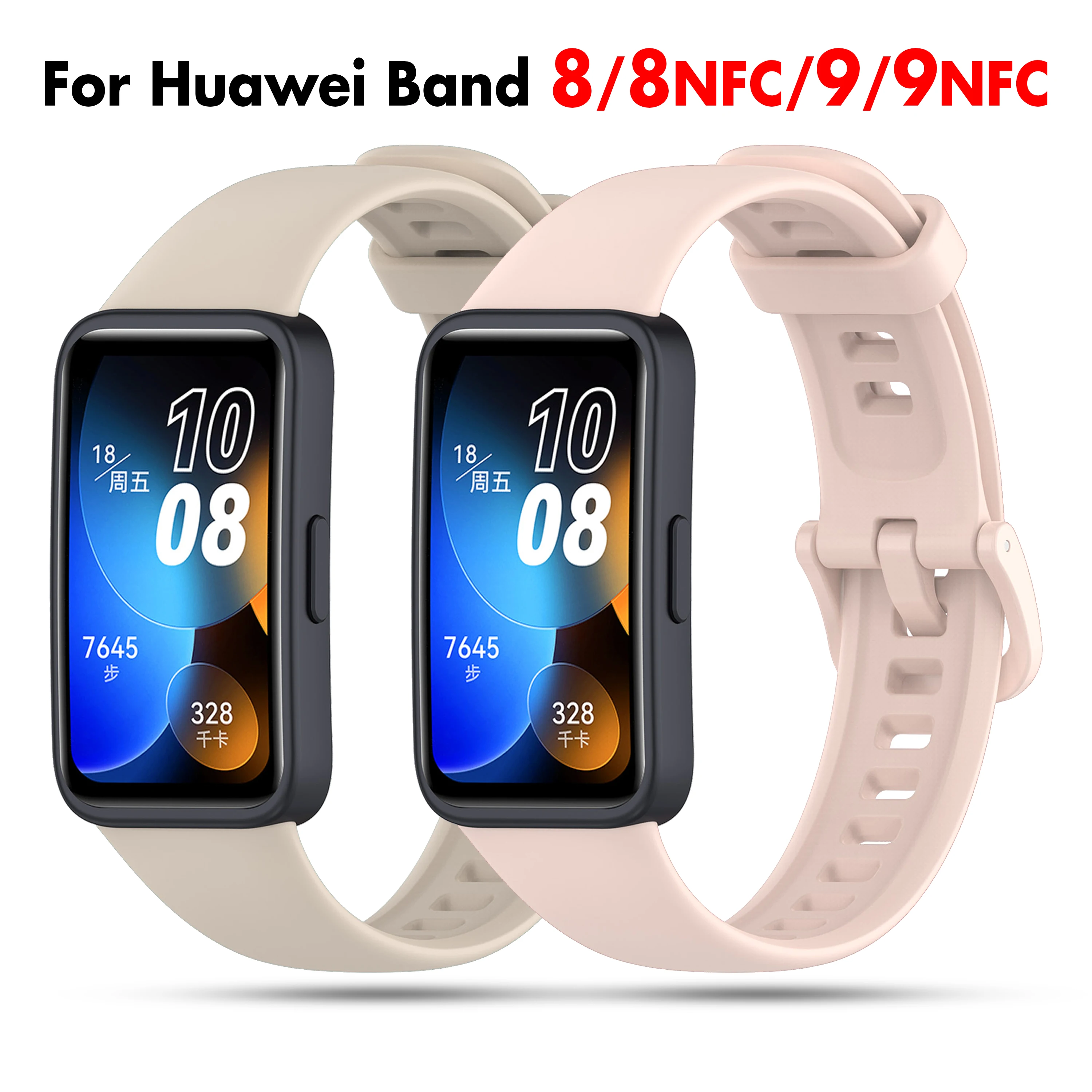 Silicone Band para Huawei Smart Watch, NFC Strap, WatchBand Acessórios, Pulseira para Huawei Band 8 e 9