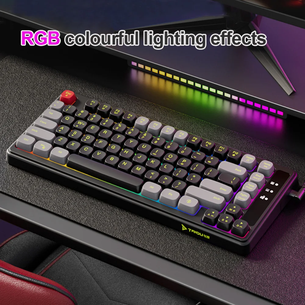 

1pc 82 Key Wired Mechanical Keyboard for Gaming and Office Use, RGB Backlit with Ergonomic High/Low Profile Keycaps,