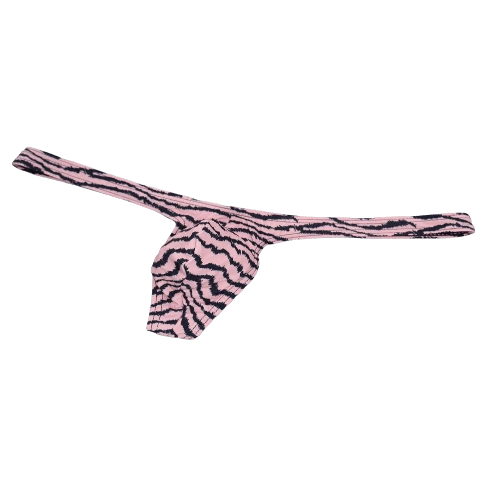 Thin Low Waist Tiger Stripe Thong Bulge Pouch Ice Silk Men Briefs Elastic Lingerie Underwear Men