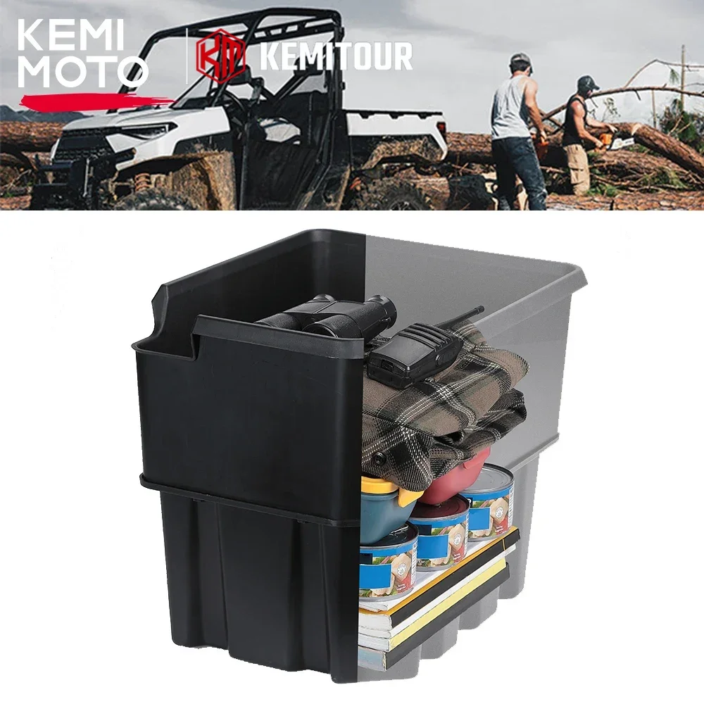 

KEMIMOTO UTV 20L Under-Seat Storage Box Compatible with Polaris Ranger 1000 XP / Crew 2018-2023 Side Box Wide Opening #2882910