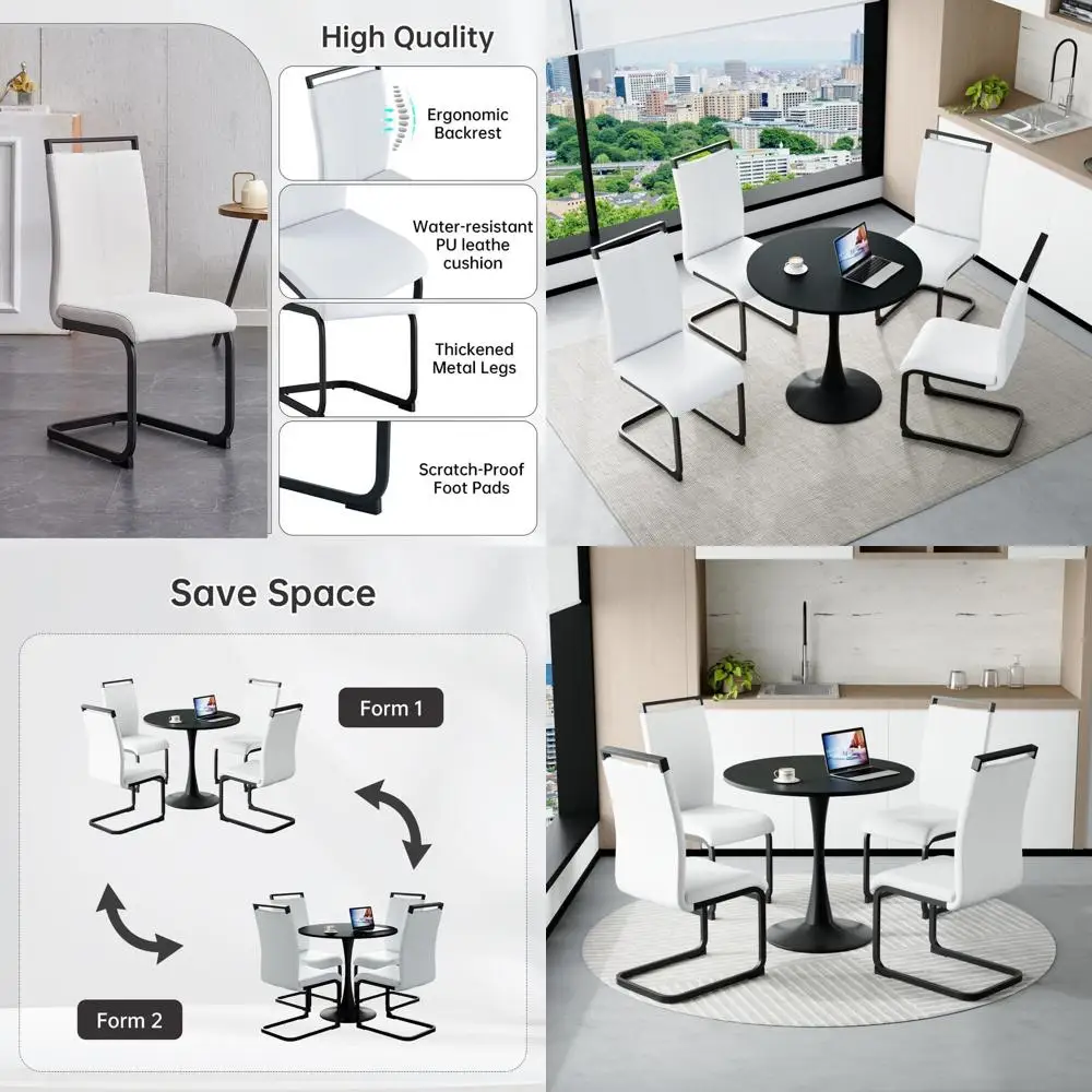 

Elegant 4-Seat Dining Set with 32 Black Table for Home, Break Room, Breakfast Nook, Bistro, and Small Spaces