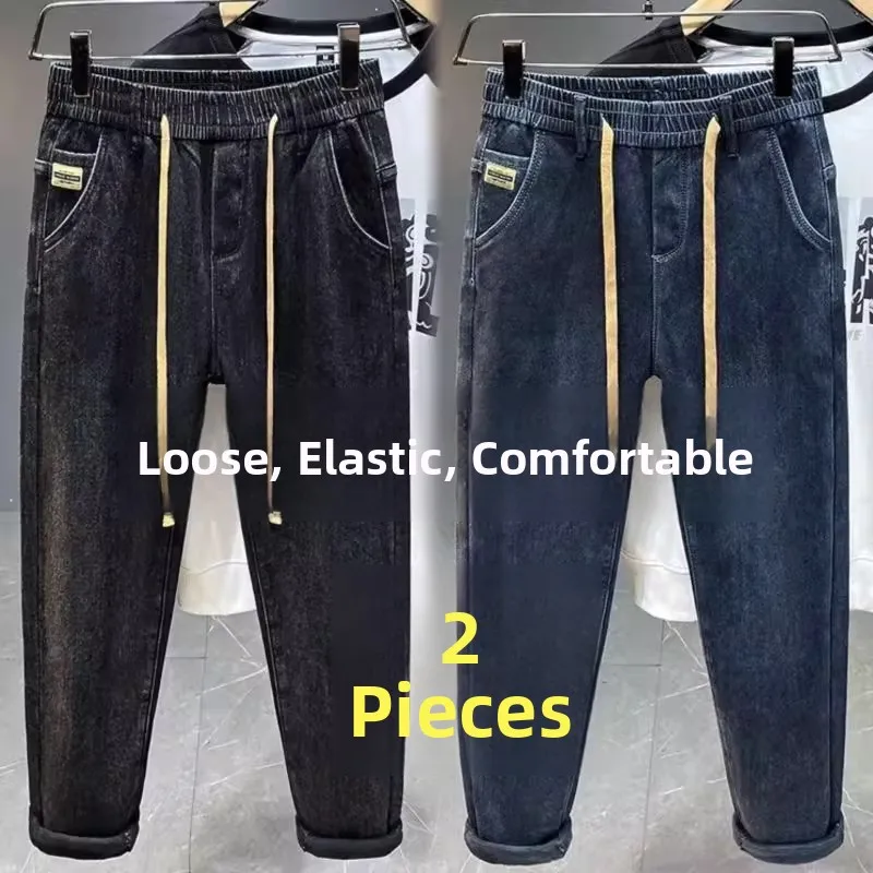 

Мужские прямые джинсы Thiened Fce на подкладке, зимние повседневные износостойкие для грязи, свободные удобные хлопковые джинсовые брюки