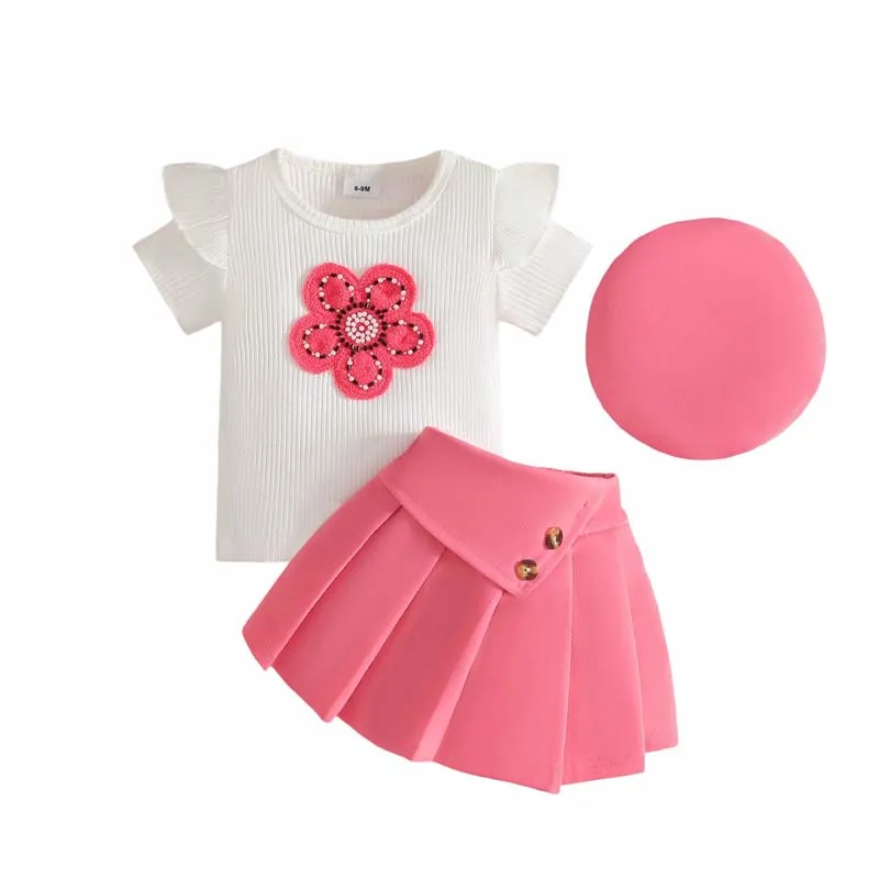 Toddler Clothing for Toddlers Girls 1–3 Years Summer Fashion Short Sleeve Tees Skirt-pants Hats 3-Piece Set Baby Girl Outfits