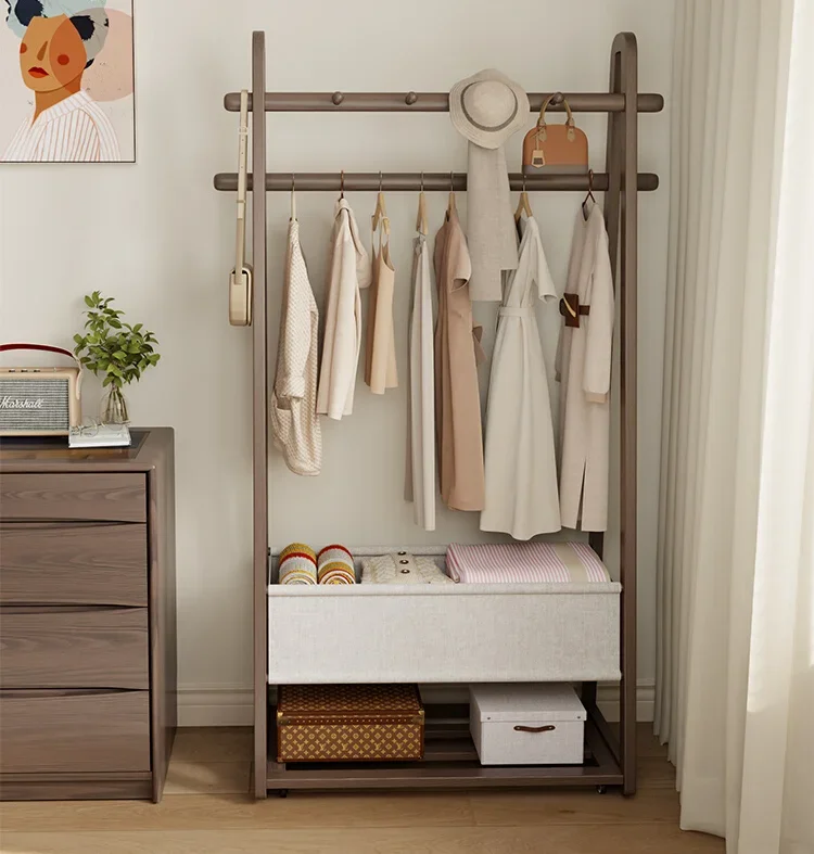 

Solid Wood Removable Clothes Rack Bedroom Coat Rack Indoor Clothes Hanger Overnight Clothes Storage Dirty