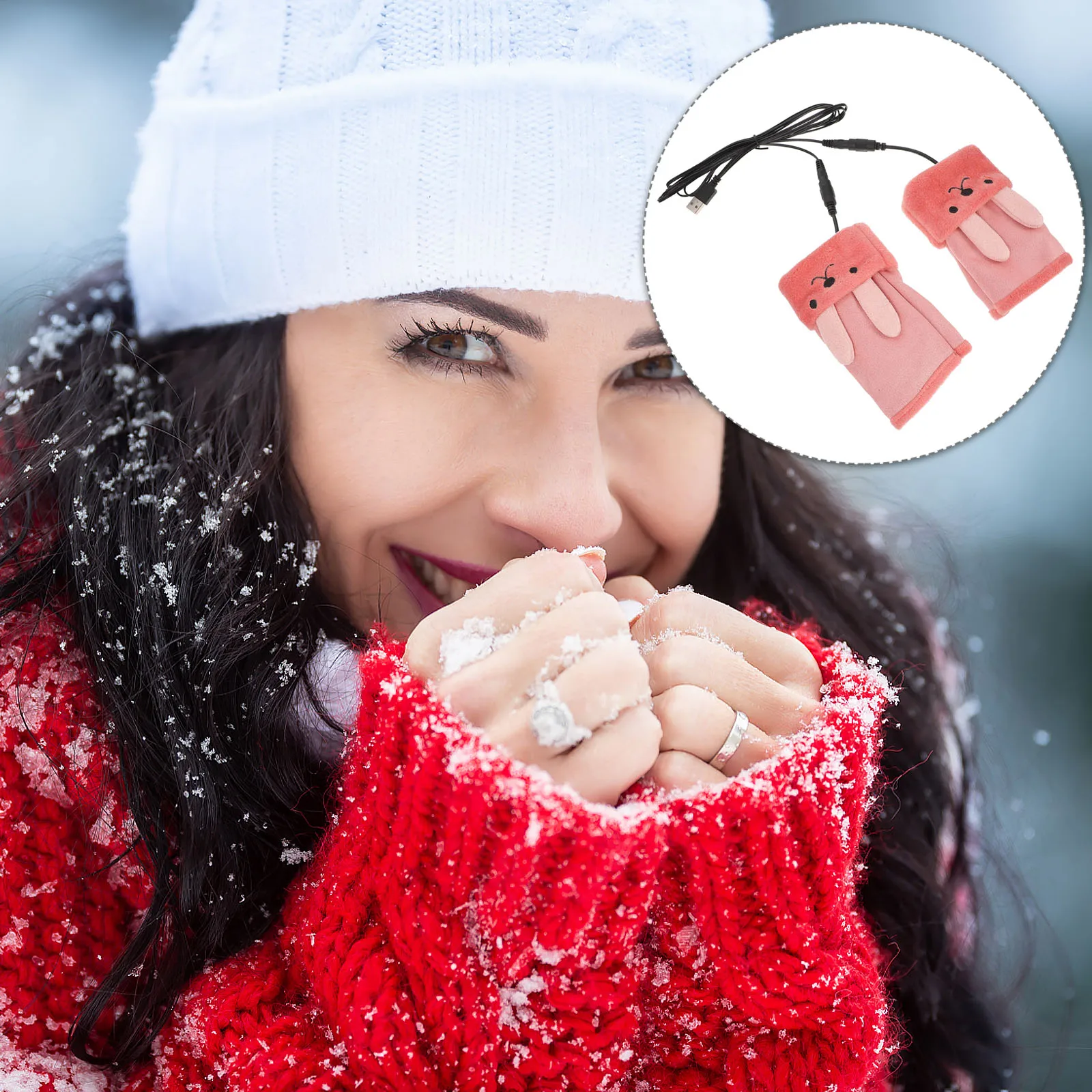 

Heated Charging Gloves USB Warm Knit Half finger Red Winter H Warmer Typing Gloves Heating Piece Flexible Fingers