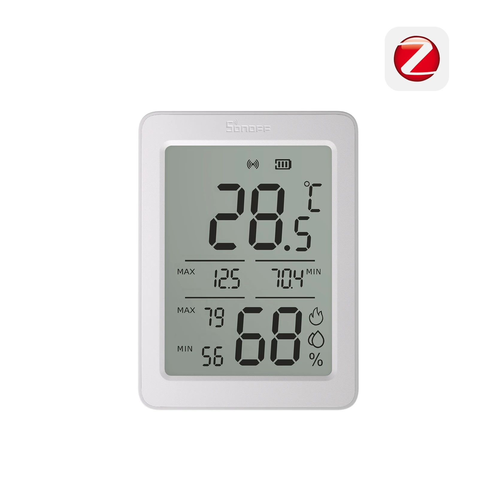 SONOFF AirGuard TH 3,6'' LCD Zigbee Temperatur- und Feuchtigkeitssensor SNZB-02DR2 App-Überwachung Fortschrittliche Analyse 24-Stunden-Extremes