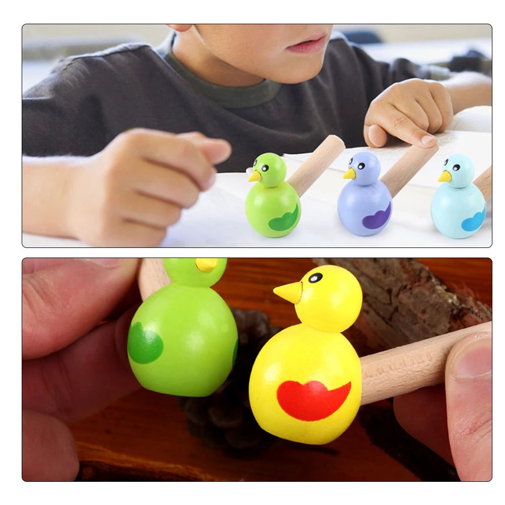 20Pcs Cartoon Bird Shaped Wooden Whistles Creative Musical Instrument Learning Party Supplies Bird Whistle