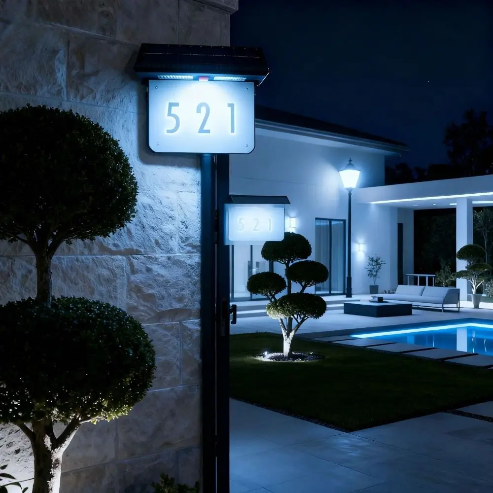 

Водонепроницаемый солнечный светильник для адресной таблички, многофункциональный настенный светильник с солнечной батареей для номера дома, встраиваемый в землю