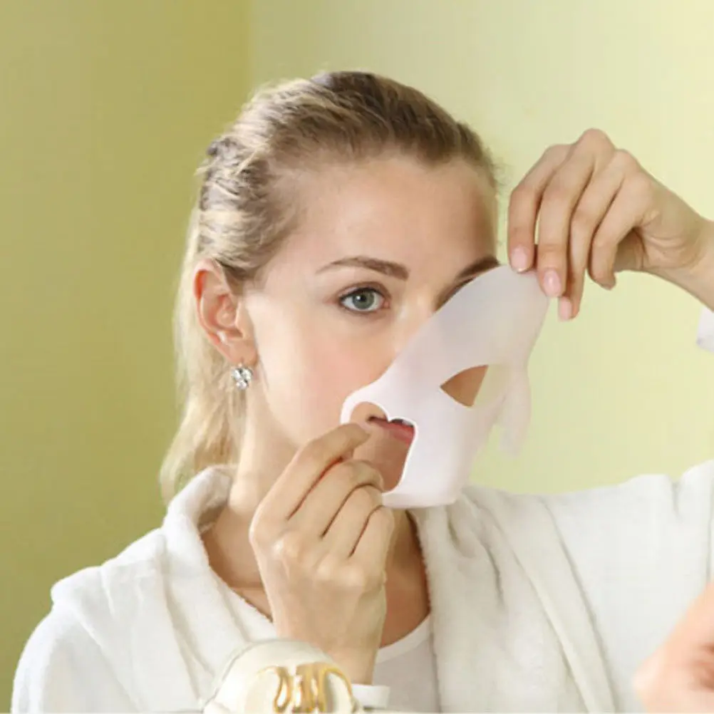 

Silicone Transparent Reusable Waterproof Sheet Mask Cover Soft Ear Holder Prevent Serum Loss Face-Steaming Beauty Moisturizing