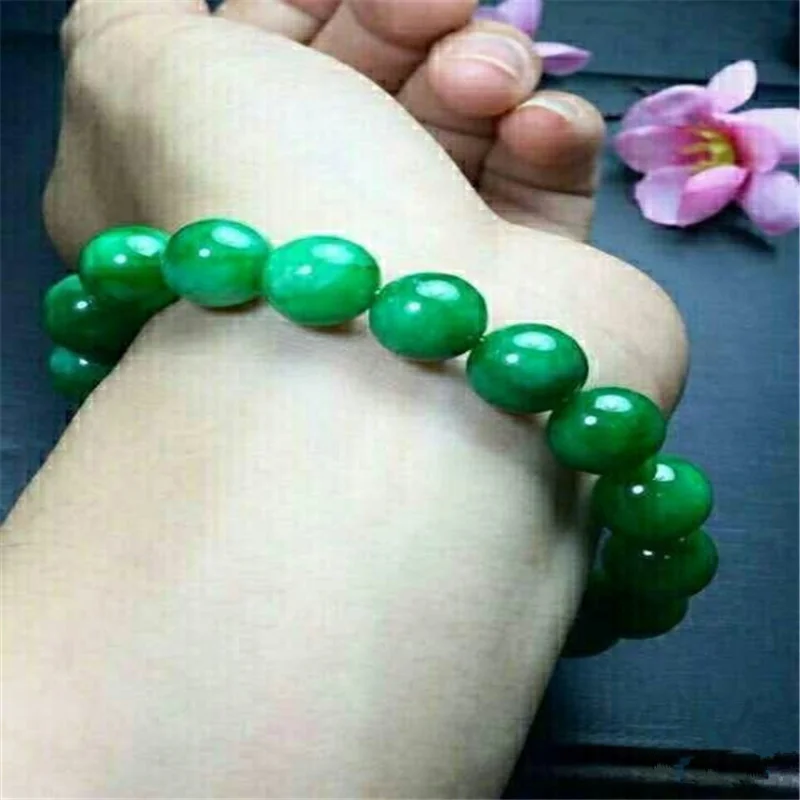 Supply Jewelry Burma Jade Jade Dry Green Iron Dragon Sheng Emperor Green Bracelet Men and Women Jade Jewelry Bracelet