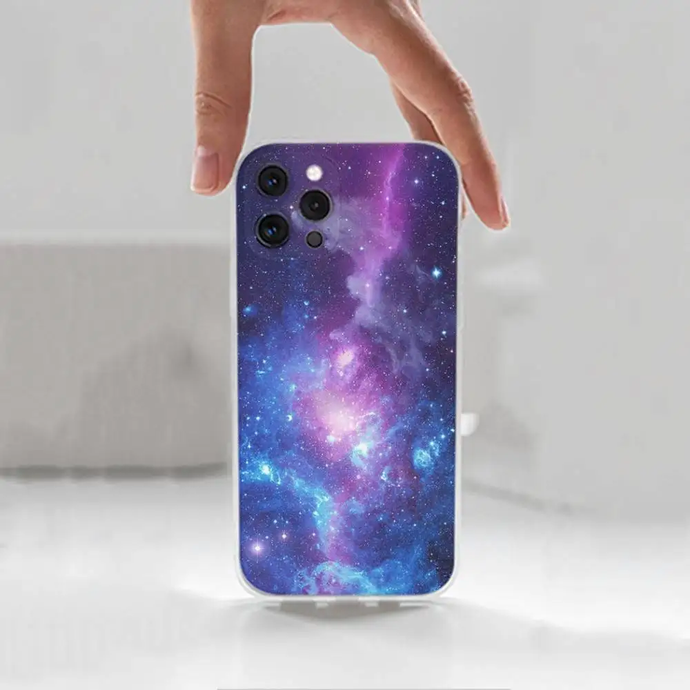 Universe Space Galaxyเคสโทรศัพท์สําหรับiPhone 16,15,14,13,12,11 Plus,Pro,Max,XR,XS,X,7,8 Plus,SE,Mini,โปร่งใส,เคสซิลิโคน