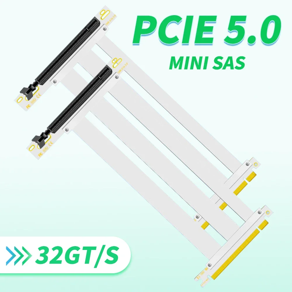 

Белый вертикальный кронштейн для видеокарты PCI-E, держатель графического процессора + складной 90-градусный удлинительный кабель GEN5 PCI Express PCIe 5.0 X16