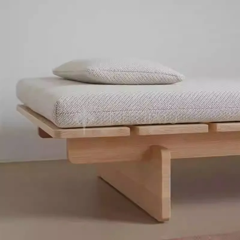 Nordic minimalist ash wood sofa stool living room bed and breakfast club rest sofa fabric shoe changing stool bedroom bedside