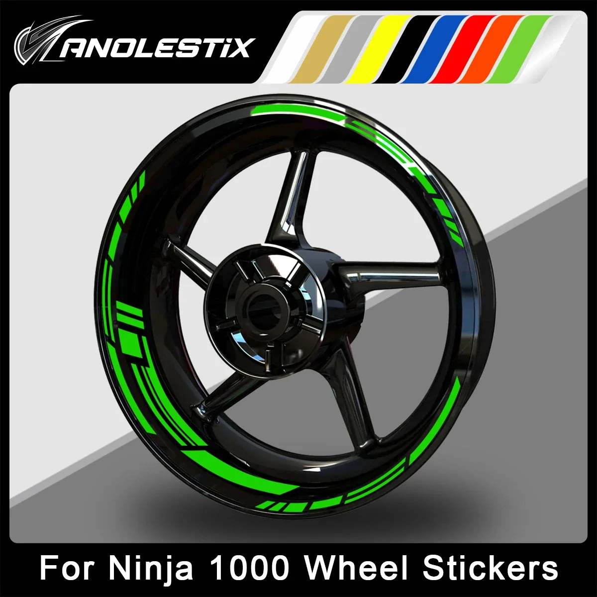 

AnoleStix Reflective Motorcycle Wheel Sticker Hub Decal Rim Stripe Tape For Kawasaki Ninja 1000