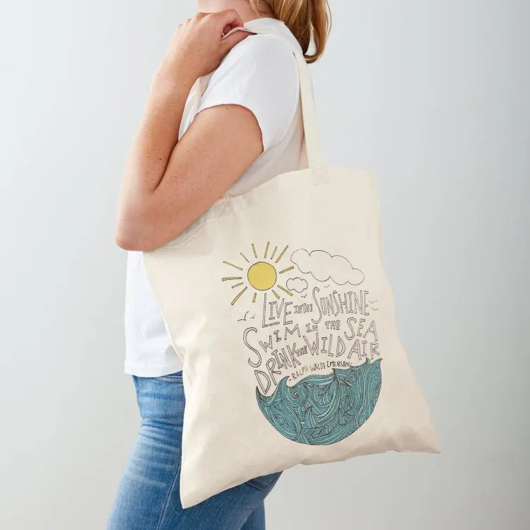 Emerson: Live in the Sunshine Tote Bag sac pour femme Portable shopping bag shopping cart bags canvas tote